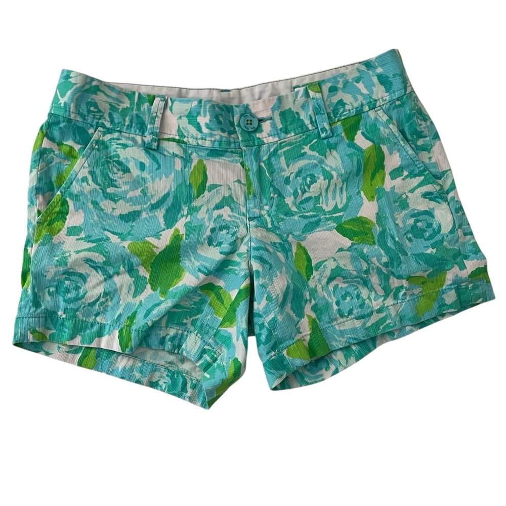 Lilly Pulitzer Callahan Shorts Size 4 – Pans Garden Print in Tidal Wave Colorway